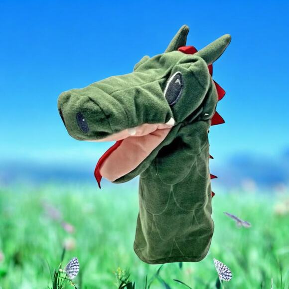 IKEA Fantasivarld Hand Puppet Dragon Plush Show Play Pretend Movable Mouth 10" - Picture 1 of 14